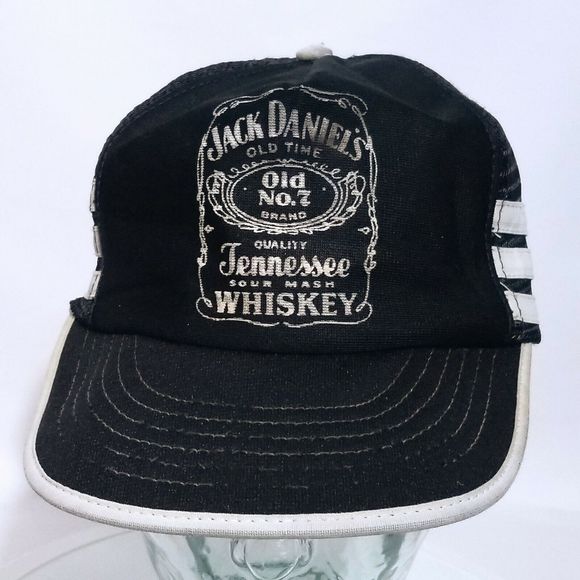 Vintage 3 STRIPE JACK DANIELS Trucker Made In USA SnapBack Hat OLD NO 7 MESH Cap - Picture 2 of 10